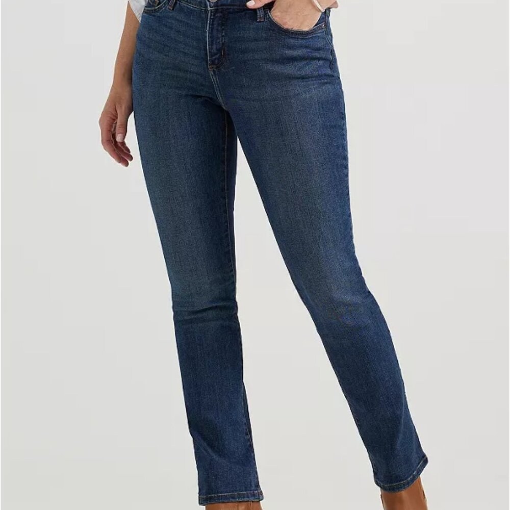 Lee Women’s Dark Wash Jeans 14M Straight Leg Mid Rise NWT!!!!